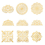 Craspire 9Pcs 9 Styles Custom Carbon Steel Self-adhesive Picture Stickers, Floral Pattern, 40x40mm, 1pc/style