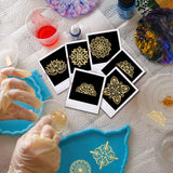 9Pcs 9 Styles Custom Carbon Steel Self-adhesive Picture Stickers, Floral Pattern, 40x40mm, 1pc/style