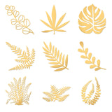 Craspire 9Pcs 9 Styles Custom Carbon Steel Self-adhesive Picture Stickers, Leaf Pattern, 40x40mm, 1pc/style