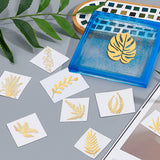 9Pcs 9 Styles Custom Carbon Steel Self-adhesive Picture Stickers, Leaf Pattern, 40x40mm, 1pc/style