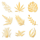 9Pcs 9 Styles Custom Carbon Steel Self-adhesive Picture Stickers, Leaf Pattern, 40x40mm, 1pc/style