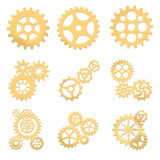 Craspire 9Pcs 9 Styles Custom Carbon Steel Self-adhesive Picture Stickers, Gear Pattern, 40x40mm, 1pc/style