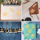 Craspire 9Pcs 9 Styles Custom Carbon Steel Self-adhesive Picture Stickers, Gear Pattern, 40x40mm, 1pc/style