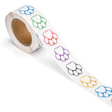 Craspire Children Stickers, Adhesive Labels Roll Stickers, Gift Tag, for Envelopes, Party, Presents Decoration, Flat Round, Colorful, Footprint Pattern, 25x25mm, 500pcs/roll