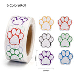 Craspire Children Stickers, Adhesive Labels Roll Stickers, Gift Tag, for Envelopes, Party, Presents Decoration, Flat Round, Colorful, Footprint Pattern, 25x25mm, 500pcs/roll