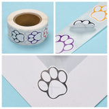 Craspire Children Stickers, Adhesive Labels Roll Stickers, Gift Tag, for Envelopes, Party, Presents Decoration, Flat Round, Colorful, Footprint Pattern, 25x25mm, 500pcs/roll