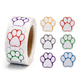 Craspire Children Stickers, Adhesive Labels Roll Stickers, Gift Tag, for Envelopes, Party, Presents Decoration, Flat Round, Colorful, Footprint Pattern, 25x25mm, 500pcs/roll