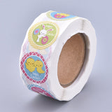 Craspire Easter Stickers, Adhesive Labels Roll Stickers, Gift Tag, for Envelopes, Party, Presents Decoration, Flat Round, Colorful, Easter Theme Pattern, 25mm, about 500pcs/roll