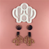 DIY Pendant Silicone Molds, for Earring Makings, Resin Casting Molds, Clay Craft Mold Tools, Cactus, White, 51x57.5x5mm, Hole: 1.5mm