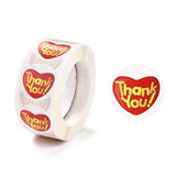 Craspire 1 Inch Self-Adhesive Stickers, Roll Sticker, Heart with Word Thank You, for Party Decorative Presents, Red, 2.5cm, 500pcs/roll