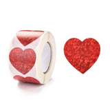 Craspire Valentine's Day Themed Self-Adhesive Stickers, Heart Roll Sticker, for Party Decorative Presents, Red, 3.8x3.8cm, 500pcs/roll