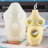 2PCS DIY Geometric Abstraction Style Candle Making Silicone Molds, Resin Casting Molds, Clay Craft Mold Tools, White, 11.1x6.6x3.2cm, Inner Diameter: 9.9x5.4cm