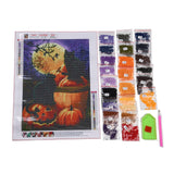 Craspire DIY 5D Diamond Painting Halloween Canvas Kits, with Resin Rhinestones, Diamond Sticky Pen, Tray Plate and Glue Clay, Halloween Themed Pattern, 20x20x2mm, 2Set/Pack