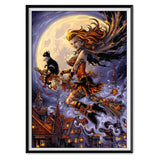 Craspire DIY 5D Diamond Painting Halloween Canvas Kits, with Resin Rhinestones, Diamond Sticky Pen, Tray Plate and Glue Clay, Witch Pattern, 2Set/Pack