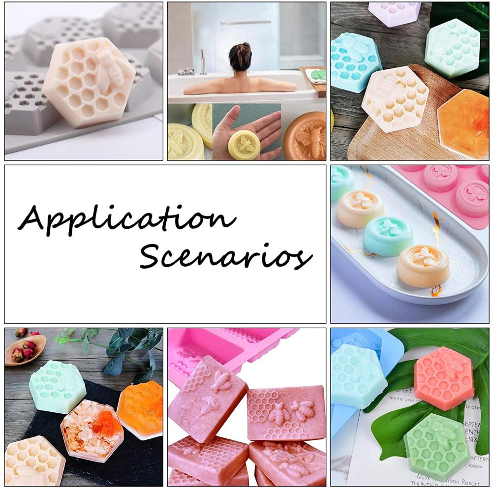 1PCS AHANDMAKER 4 Packs Silicone Soap Molds, 24 Cavities Bee Honeycomb Molds Resin Casting Molds Handmade Craft Mould for Soap Making Candle Making, UV Resin, Epoxy Resin Jewelry Making