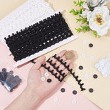 1 Set 20 Yards Petite Braid Trim with Button Loops Buttonhole Tassel Fringe Lace Trim with 100pcs Buttons for Costume Crafts Sewing Wedding Bridal Dress Decoration, Black/White