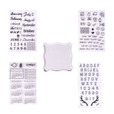 Craspire Pandahall Elite 4 Sheets Transparent Clear Silicone Stamp/Seal, Alphabet/Numbers/Words/Emoji Stamp Set with Square Acrylic Block Pad For DIY Scrapbooking/Photo Album Decorative