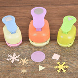 3pcs Triangle/Flat Round/Square Shape Plastic Paper Punch Hole Puncher for Scrapbook Engraving Greeting Card Making DIY Craft Making Random Mixed Color