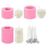 1PCS DIY Candle Making Kits, with Silicone Molds, Paraffin Candle Wicks, Hot Pink, about 54pcs/set