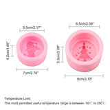 Christmas Theme Food Grade DIY Silicone Molds, Fondant Molds, Baking Molds, Chocolate, Candy, Biscuits, Soap Making, Santa Claus with Sleigh & Tree, Pink, 70~80x42~53mm, Inner Diameter: 55~65mm