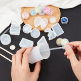 DIY Pendant Making, with Silicone Molds, Disposable Latex Finger Cots and Plastic Transfer Pipettes, Measuring Cup, Brass Pendant Bails, Tweezers, Ice Cream Sticks and Nail Art Sequins/Paillette, Mixed Color