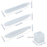 Pen & Pen Pot Silicone Molds, For UV Resin, Epoxy Resin Jewelry Making, Transfer Pipettes, Disposable Latex Finger Cots and Measuring Cup Plastic Tools, White, 158x20x15.5mm