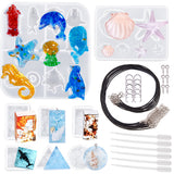 DIY Necklace Makings, with Silicone Molds, Waxed Cotton Cord Necklace Makings and Disposable Plastic Transfer Pipettes, Platinum, 36x36x17mm, 68pcs/set