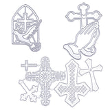 CRASPIRE 3pcs Cross Metal Cutting Dies Stencils for Card Making Christmas Easter Greeting Cards Embossing Scrapbooking Photo Album Decor DIY Craft Paper Card Decor, Matte Platinum Color