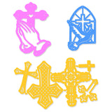 CRASPIRE 3pcs Cross Metal Cutting Dies Stencils for Card Making Christmas Easter Greeting Cards Embossing Scrapbooking Photo Album Decor DIY Craft Paper Card Decor, Matte Platinum Color