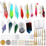 DIY Pendant Makings, with Silicone Molds, Iron Bead Cones & Bead Caps & Screw Eye Pin Peg Bails & Cable Chains, Plastic Pipettes & Measuring Cup, White, 85x20mm
