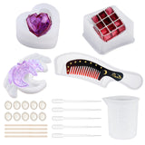 DIY Storage Box Makings, with Silicone Molds & Measuring Cup, Disposable Plastic Transfer Pipettes & Latex Finger Cots, Wooden Craft Sticks, Mixed Color