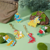 Craspire DIY Diamond Painting Keychain Kits, Dinosaur Theme Diamond Painting Mold, Resin Rhinestones, Diamond Sticky Pen, Tray Plate and Glue Clay, Ball Chain Keychain and Swivel Clasp, Dinosaur Pattern, 0.25x0.1cm