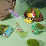 Craspire DIY Diamond Painting Keychain Kits, Dinosaur Theme Diamond Painting Mold, Resin Rhinestones, Diamond Sticky Pen, Tray Plate and Glue Clay, Ball Chain Keychain and Swivel Clasp, Mixed Color, 0.25x0.1cm, 1set