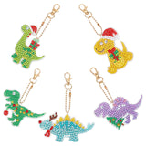 Craspire DIY Diamond Painting Keychain Kits, Dinosaur Theme Diamond Painting Mold, Resin Rhinestones, Diamond Sticky Pen, Tray Plate and Glue Clay, Ball Chain Keychain and Swivel Clasp, Mixed Color, 0.25x0.1cm, 1set