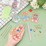 Craspire DIY 4Pcs Bear Diamond Painting Keychain Kits, with Resin Rhinestone, Diamond Sticky Pen, Tray Plate and Glue Clay, Mixed Color, 6x5cm, 4pcs/set