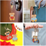 Craspire DIY 4Pcs Bear Diamond Painting Keychain Kits, with Resin Rhinestone, Diamond Sticky Pen, Tray Plate and Glue Clay, Mixed Color, 6x5cm, 4pcs/set