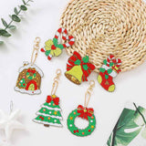 Craspire DIY Diamond Painting Keychain Kits, including Diamond Painting Mold, Resin Rhinestones, Diamond Sticky Pen, Tray Plate and Glue Clay, Ball Chain Keychain and Swivel Clasp, Christmas Themed Pattern