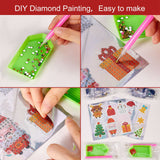 Craspire 2 Sets 2 Style Christmas Theme DIY Diamond Painting Stickers Kits for Kids, with Rhinestones and Diamond Painting Tools, Mixed Color, 1 set/style