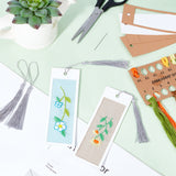 DIY Bookmark Making Kit, with Paper Bookmark Cards, Flax Embroidery Pattern Cloth