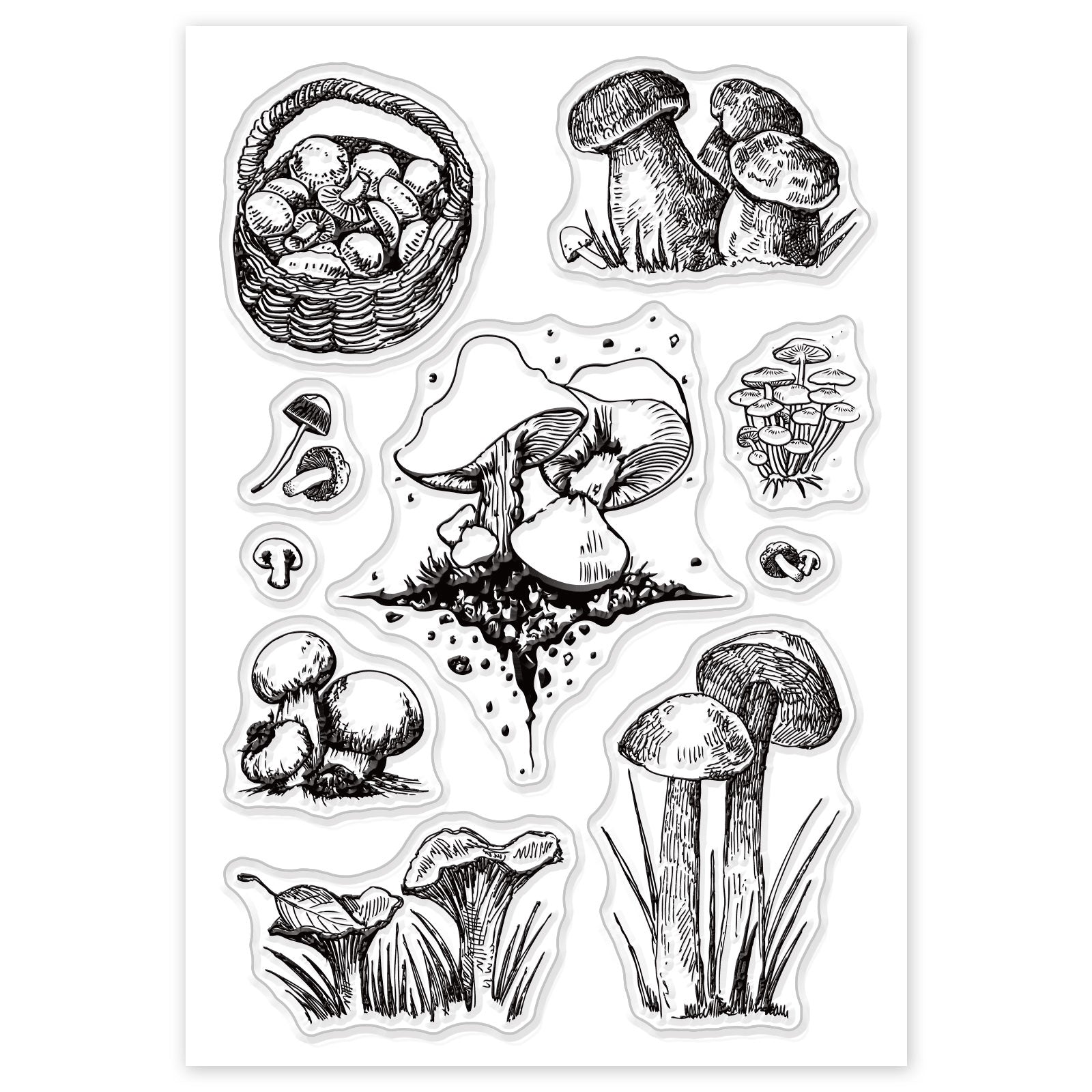 Craspire Mushroom Clear Stamp Silicone Stamp Cards Stamp Transparent Seals for Card Making Decoration and DIY Scrapbooking