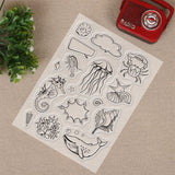 Craspire PVC Plastic Stamps, for DIY Scrapbooking, Photo Album Decorative, Cards Making, Stamp Sheets, Ocean Themed Pattern, 16x11x0.3cm