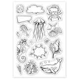 Craspire PVC Plastic Stamps, for DIY Scrapbooking, Photo Album Decorative, Cards Making, Stamp Sheets, Ocean Themed Pattern, 16x11x0.3cm