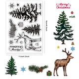 Merry Christmas Clear Silicone Stamps Decorative Xmas Theme Elk Christmas Tree Clear Rubber Scrapbooking Stamps