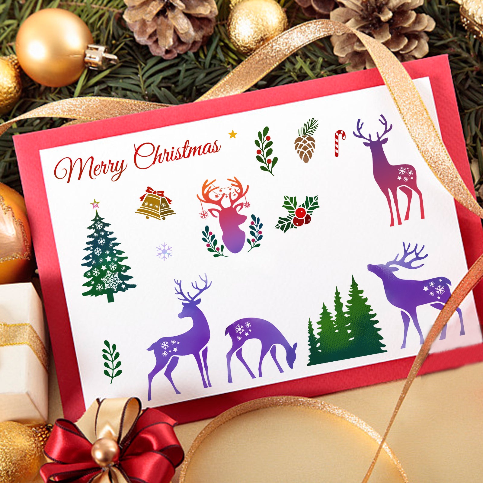 CRASPIRE Clear Silicone Stamps Christmas Clear Stamps for Card Making,Elk  Christmas Tree