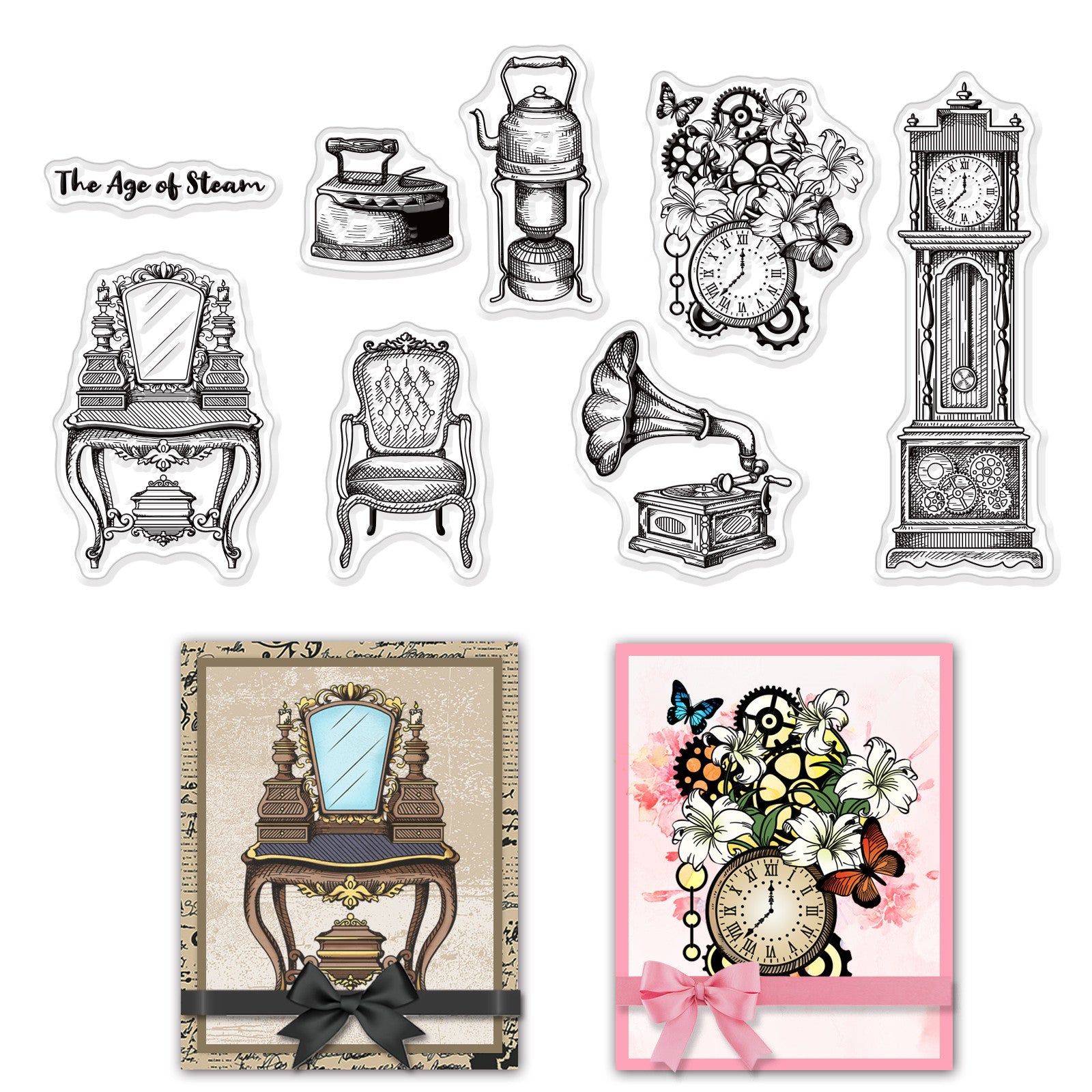 CRASPIRE Clear Silicone Stamps Vintage Clear Stamps Gramophone