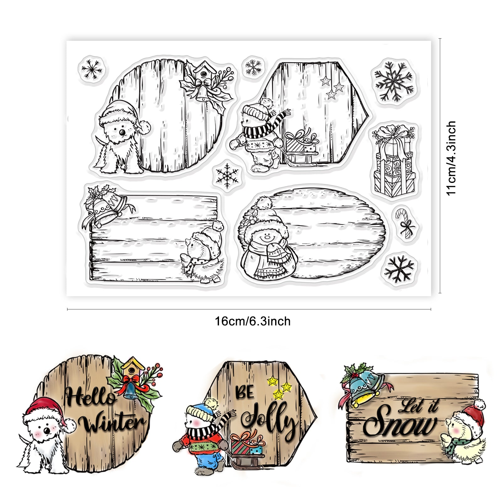 Winter Snowflake Clear Stamps Silicone Stamp Cards Snowman House