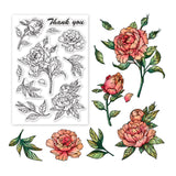 Craspire PVC Plastic Stamps, for DIY Scrapbooking, Photo Album Decorative, Cards Making, Stamp Sheets, Peony Pattern, 16x11x0.3cm