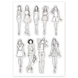 Craspire PVC Plastic Stamps, for DIY Scrapbooking, Photo Album Decorative, Cards Making, Stamp Sheets, Girl Pattern, 16x11x0.3cm