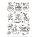 Craspire PVC Plastic Stamps, for DIY Scrapbooking, Photo Album Decorative, Cards Making, Stamp Sheets, Flower Pattern, 16x11x0.3cm