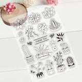 CRASPIRE PVC Plastic Stamps, for DIY Scrapbooking, Photo Album Decorative, Cards Making, Stamp Sheets, Cactus Pattern, 16x11x0.3cm